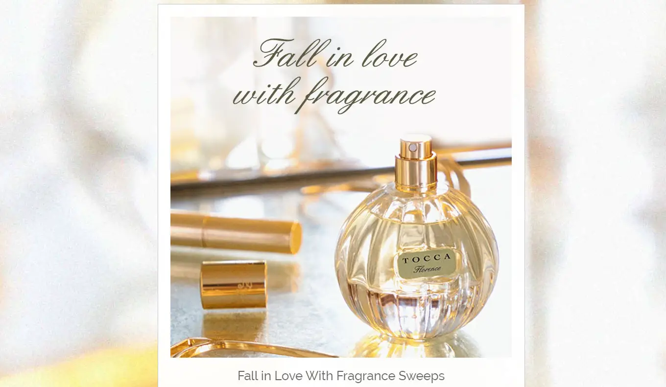 60 WINNERS! Enter for your chance to win Free TOCCA Eau de Parfum! Switching your wardrobe over from summer to fall? Don’t forget to switch up your signature scent as well, with TOCCA’s Fall in Love with Fragrance Sweepstakes!