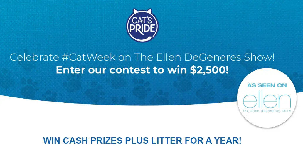 Cat's Pride is sponsoring Cat Week on The Ellen DeGeneres Show, and you and your favorite shelter have a chance to win BIG!