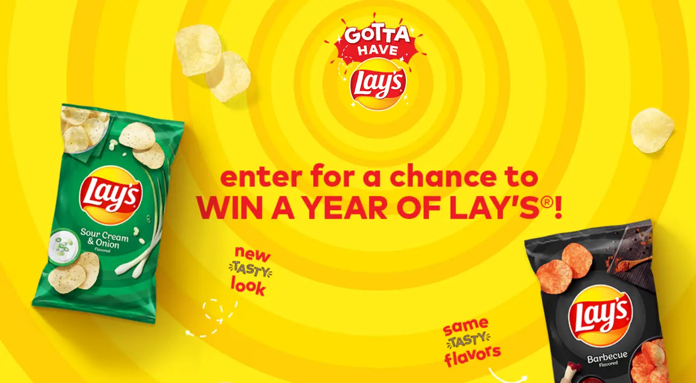 5 DAILY WINNERS! Enter for your chance to win Lay’s for a Year in the Gotta Have Lay’s Sweepstakes. The winners will receive Free Lay's coupons.