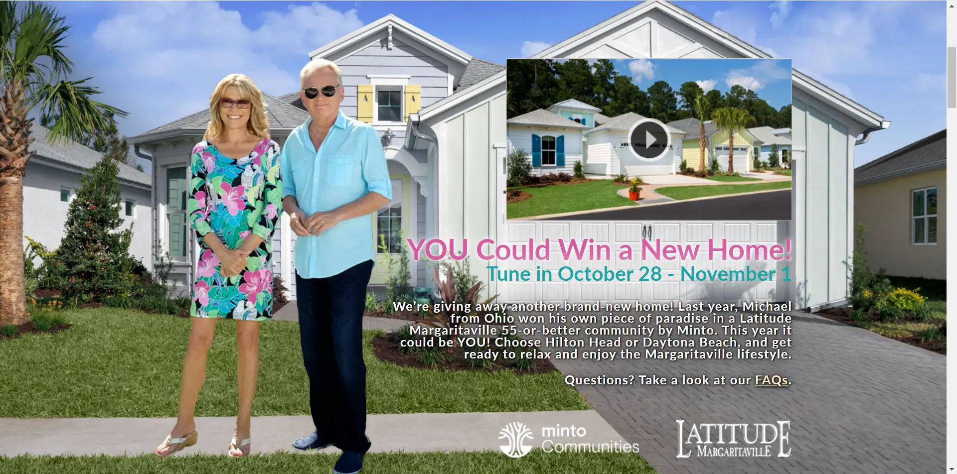 You could win a brand new Home from Wheel of Fortune. Grab today's code and enter to win! #WOF is giving away another brand-new home in the Latitude Margaritaville Community in Florida! Last year, Michael from Ohio won his own piece of paradise in a Latitude Margaritaville 55-or-better community by Minto. This year it could be YOU! Choose Hilton Head or Daytona Beach, and get ready to relax and enjoy the Margaritaville lifestyle.