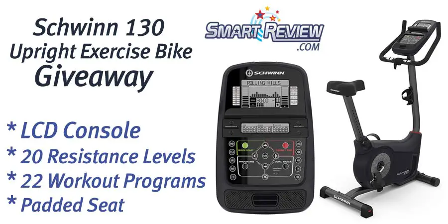 Enter for your chance to win a brand new Schwinn 130 Upright Exercise Bike valued at $320. This exercise bike has 20 silent & smooth levels of magnetic resistance, 22 workout programs, and a padded seat.