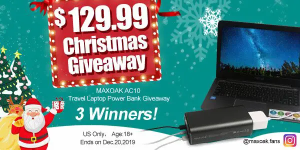 Enter for your chance to win a Maxoak AC10 Travel Laptop Power Bank.. There are many power banks designed for smartphones, but no specific power bank for laptops, so MAXOAK developed the MAXOAK laptop Power Bank (Model K2) which include 14 kinds of DC connector for almost 95% Laptops and can usually charge your laptop about 2 times+ faster.