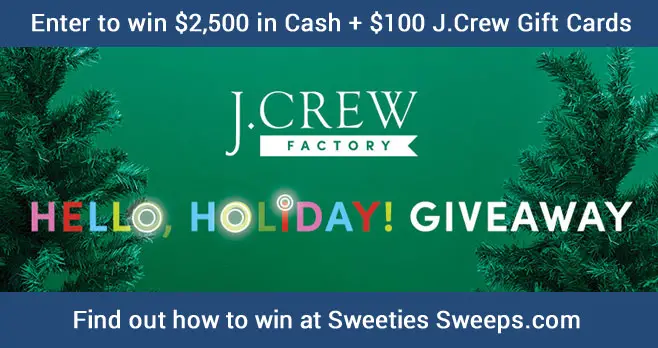 It turns out that giving really is more fun than receiving that's why J.Crew is giving away cash and gift cards. One lucky winner will receive $2,500 in cash and ten prize winners will receive a $100 J.Crew Factory Gift Card.