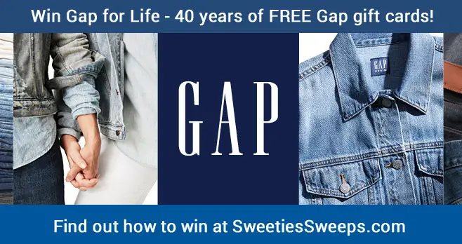 Enter for your chance to #win Gap for Life in the form of a $400 Gap gift card for 40 years. or, you could win a trip to New York or one of the $200 week Gap gift cards when you enter the Gap for Life Sweepstakes. Gap for Life could be yours! E