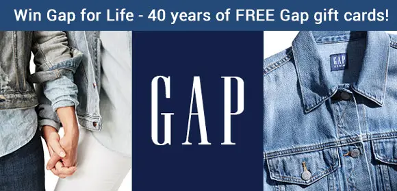 Enter for your chance to #win Gap for Life in the form of a $400 Gap gift card for 40 years. or, you could win a trip to New York or one of the $200 week Gap gift cards when you enter the Gap for Life Sweepstakes. Gap for Life could be yours! 