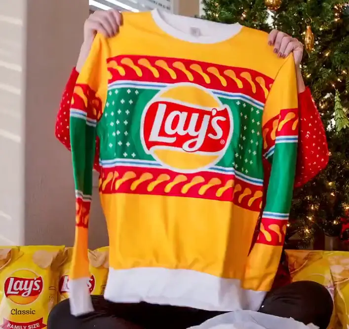 Enter for your chance to win an Ugly Christmas sweater from LAY's. Want to look like a snack at your holiday party? ​Comment #LaysSweepstakes on Twitter, Facebook or Instagram for a chance to win your own limited-edition Lay’s holiday sweater! 
