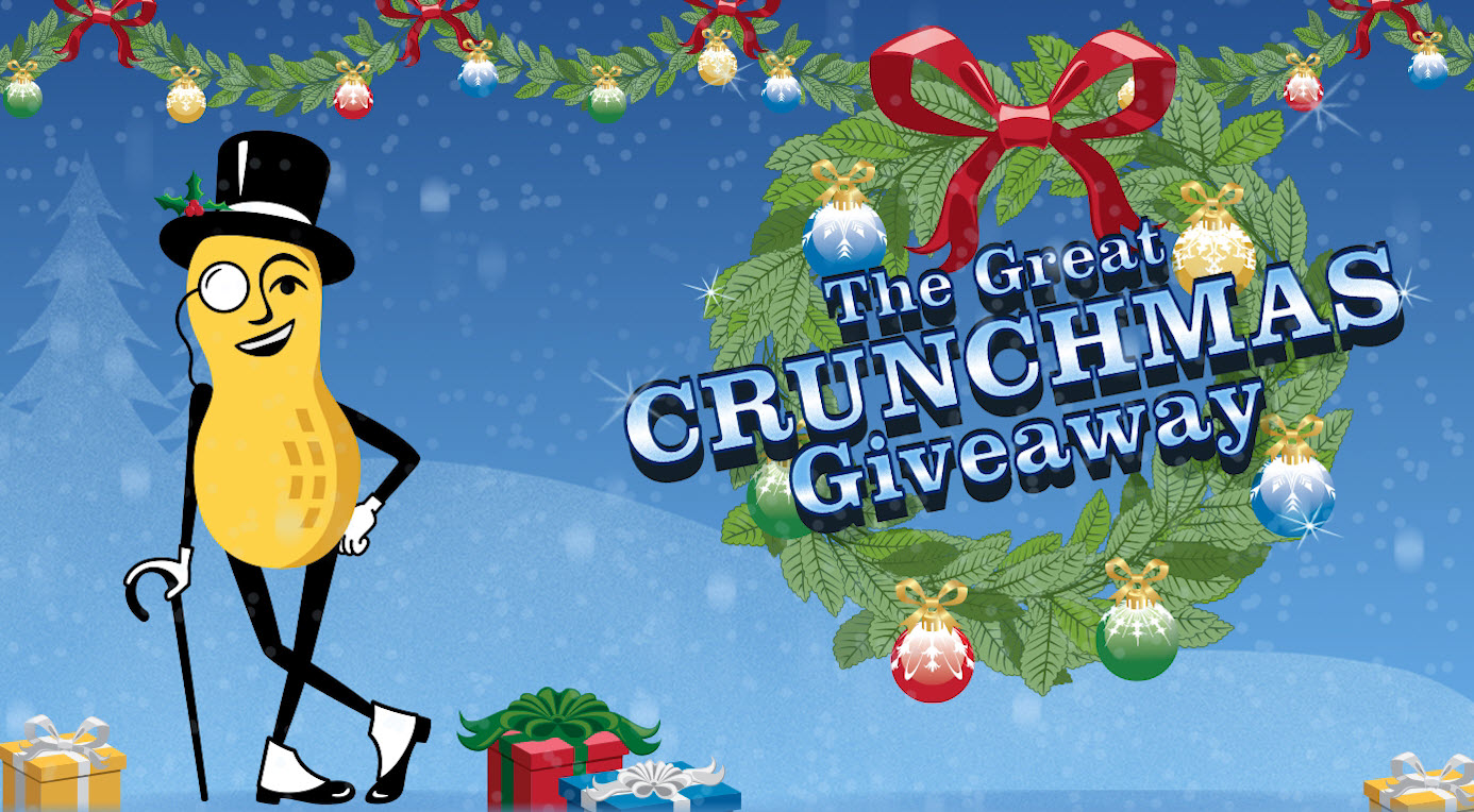 804 CASH PRIZES! Mr. Peanut has your back with the Planters Great Crunchmas Instant Win Game! He's there to provide you with a filling snack while you're out shopping or to help with last minute party favor ideas PLUS he's giving you the chance to win too!