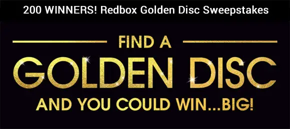 200 WINNERS! Enter the #Redbox Golden Disc Sweepstakes for your chance to win to win great prizes! Enter daily for a better chance of winning one of the two hundred prizes.