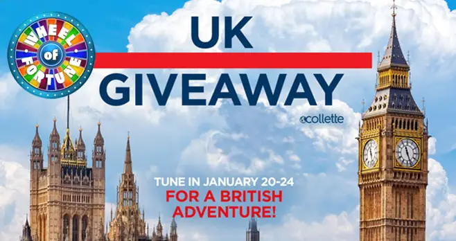 Watch Wheel of Fortune #WOF January 20-25 and you could win a tour of the United Kingdom from Wheel and Collette! Sleep in a historic castle, stroll medieval streets, and soak up pastoral landscapes on this adventure fit for a Shakespearean tale. Cheers!