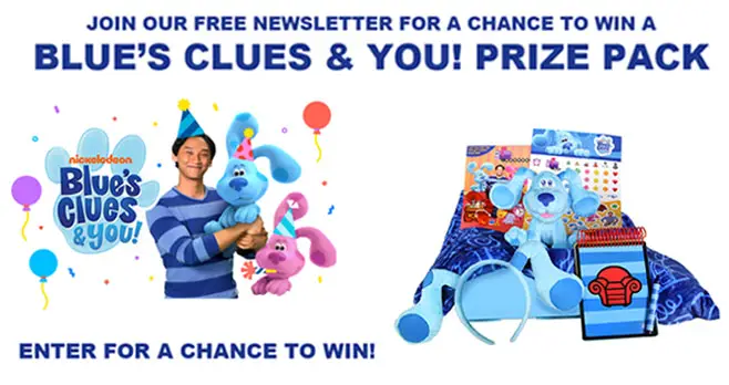 Enter for your chance to win one of ten Nick Jr. Blue's Clues prize pack. Each prize pack includes Blue Plush