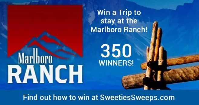 Marlboro is giving you a chance to win a Free trip to stay at their ranch. 350 Grand Prize Winners will be chosen. Enter for your chance to win