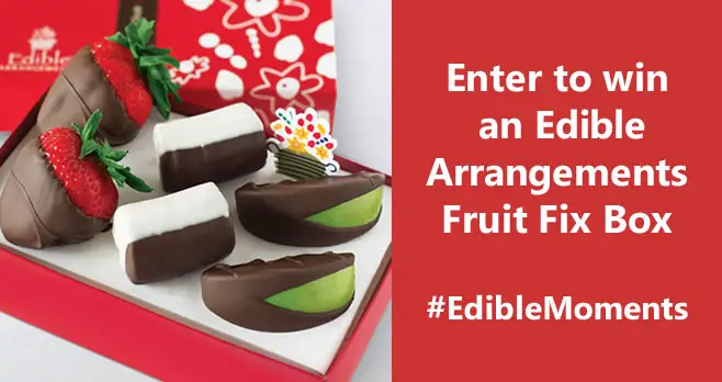29 WINNERS! Enter to win an Edible Arrangements Fruit Fix Box #EdibleMoments Crafted with the sweetest combination of fresh fruit and real, gourmet chocolate, our Chocolate Dipped Strawberries, Apples & Bananas Box is the perfect trio to make anything you're celebrating even sweeter.