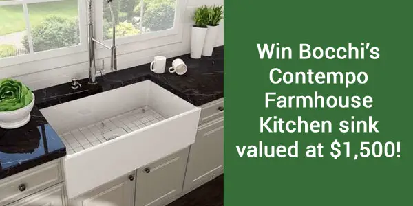 Enter for your chance to win Bocchi's Contempo Farmhouse Kitchen sink valued at $1,500!
