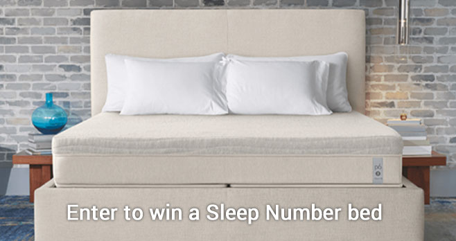 Enter the Sleep Number Spring 2020 Sweepstakes for a chance to win a Sleep Number bed valued at approximately $4,366.93.