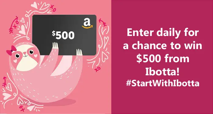 Enter daily for your chance to win $500 in cash from Ibotta! #StartWithIbotta Ibotta, the free app that pays you cash back on everyday purchases. Download today & reward yourself every time you 