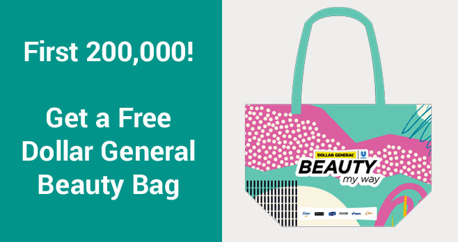 Get a FREE Dollar General Beauty Tote Bag by taking a short quiz. Take the quiz for a FREE Beauty Bag and you will get exclusive digital coupons.