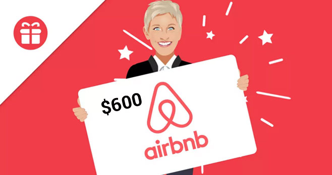 Enter for your chance to win a $600 Airbnb gift card from Ellen. Ellen wants you to ditch the hotel and book your next stay with Airbnb! There's a wide selection of places to stay, verified for quality and design. 