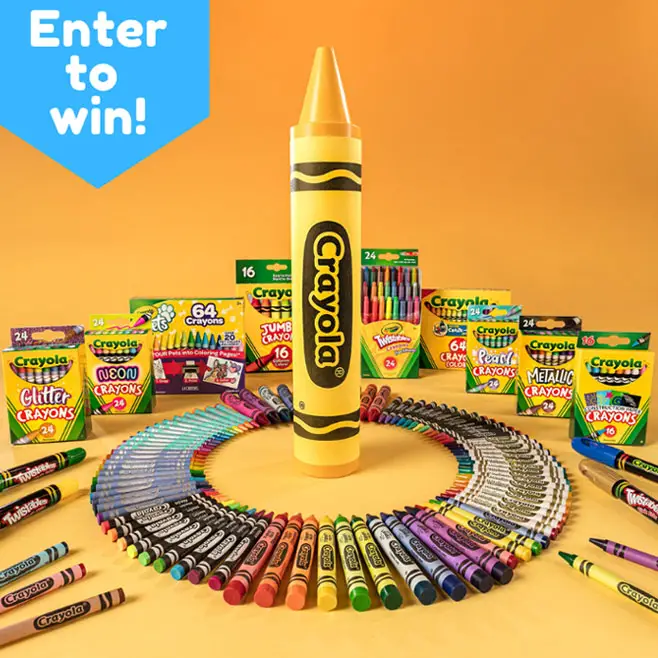 Five lucky Crayola fans will win the Ultimate Crayola Crayon Prize Pack! Enter daily for your chance to win.
