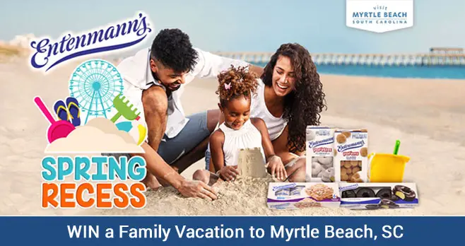 Enter for your chance to win a family vacation to Myrtle Beach, SC or Free Entenmann's coupons when you enter the Spring Recess With Entenmann's Visit Myrtle Beach Sweepstakes