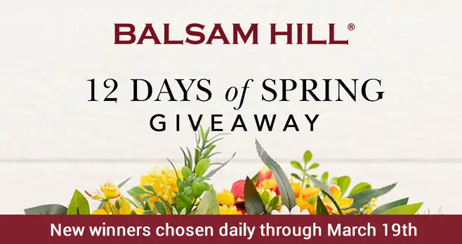 Bring the beauty of springtime into your home. Join Balsam Hill's 12 Days of Spring Giveaway for a chance to win premium Balsam Hill décor! New winners chosen daily.