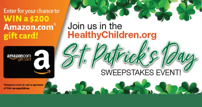 Enter the Healthy Children sweepstakes daily starting through March 17 for your chance to win a $200 Amazon.com gift card! There will be ten (10) winners in all.