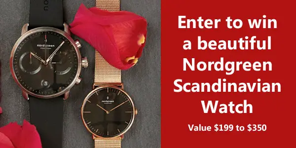 One person is going to win a beautiful Nordgreen Scandinavian watch. The winner gets to choose color/style and if it is for a man or woman.