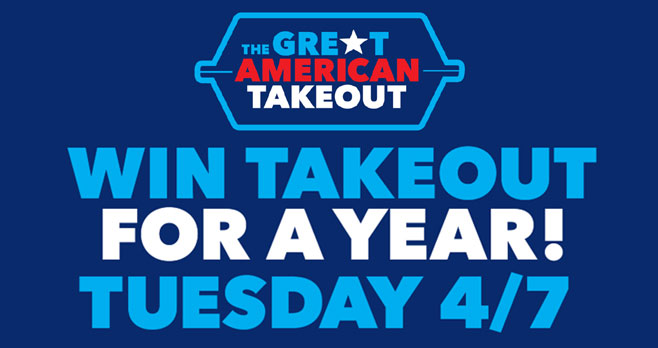 One April 7th enter for your chance to win takeout for a year! #thegreatamericantakeout #Shift4Sweepstakes