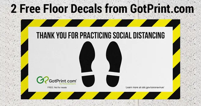 FREE Social Distancing Floor Decals from Gotprint.com