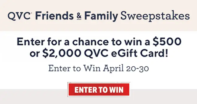 Enter for your chance to win either a $500 or $2,000 #QVC gift card. QVC is giving you daily chances to win a $500 QVC eGift Card or the grand prize of a $2,000 QVC eGift Card to put toward all the things you need, delivered right to your door.