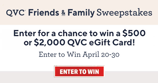 Enter for your chance to win either a $500 or $2,000 #QVC gift card. QVC is giving you daily chances to win a $500 QVC eGift Card or the grand prize of a $2,000 QVC eGift Card to put toward all the things you need, delivered right to your door.