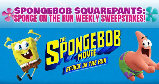 Enter the SpongeBob SquarePants Sponge on the Run Sweepstakes daily for your chance to win a Spongetastic summer prize pack.