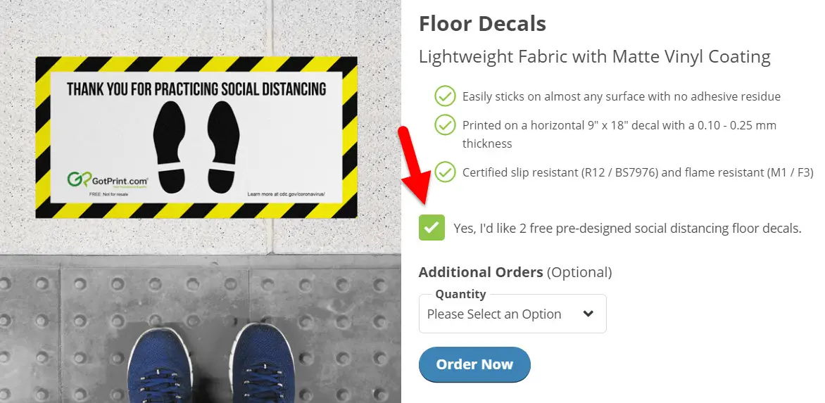 Get 2 FREE Social Distancing Floor Decals from GotPrint.com