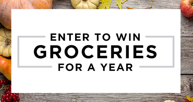 Enter for your chance to win BIG on your next shopping trip with Free groceries for a year!