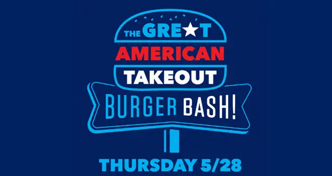 Great American Takeout Burger Bash is coming May 28th with your chance to win $2,600 in cash! #thegreatamericantakeout share a photo of your burger on Twitter or Instagram for your chance to win.