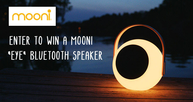 Enter for your chance to win a Mooni bluetooth, splashproof LED speaker with multi lights. Lightweight and portable, this speaker is perfect for the beach, lake, poolside, camping, or just relaxing on the deck.