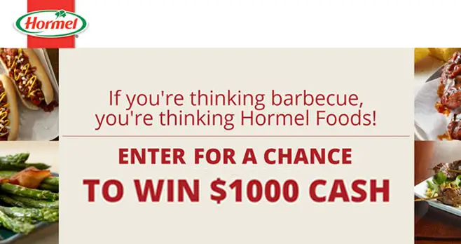 Hormel Foods is here to get you set up for a season of grilling with a chance to win a $1000 Grand Prize. That's money to spend on a brand new grill, enough meat for any cookout, and all the delicious Hormel Foods products your pantry can hold for the entire season.