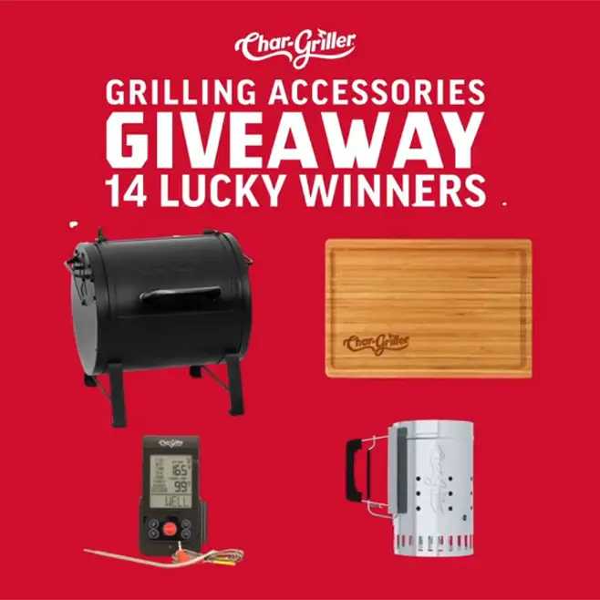 The grill is hot the food is ready and summer is HERE! Char Griller has a new giveaway to outfit your grilling station for the best food yet. Enter for the chance to win one of 14 accessories including chimney starters, remote thermometers, Char-Griller cutting boards, and Side Fire Boxes!