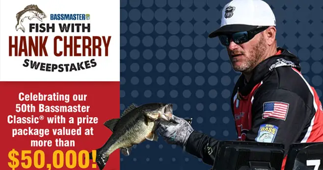 Enter daily for your chance to fish with the 2020 Bassmaster Classic champion, Hank Cherry, and win a new bass boat and prize pack worth over $50,000!