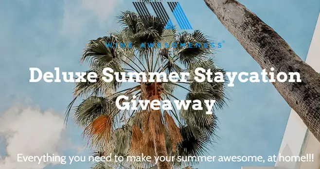 Enter for a chance to win a Deluxe Summer #Staycation featuring some super cool goods to make staying home awesome. The grand prize includes a $250 Amazon gift card, free wine and other gift cards for fun shopping adventures.