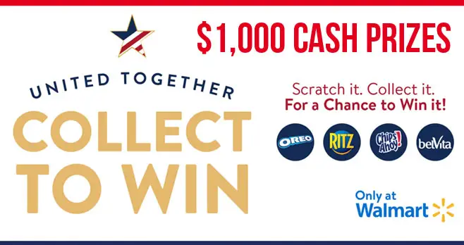 Collect game pieces for a chance to win a $1,000 Visa gift card or instantly win $150,000 or a new TV from Walmart! Find specially-marked products at Walmart stores or Walmart.com and you'll see a Collect to Win code, Instant Win code, or both on the scratch-off game piece located in the booklet on the packaging.