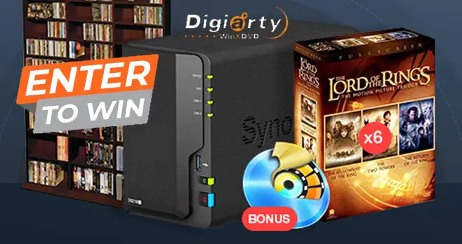 Enter for your chance to win prizes like a NAS Diskstation, Adjustable DVD bookshelf, or The Lord of The Rings trilogy DVD box set plus bonus winners will also get WinX DVD Ripper for free!