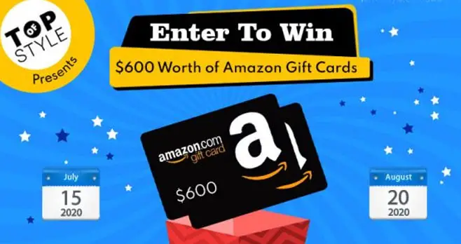 Enter to win a total $600 worth Amazon gift card from @topofstyle so you can purchase whatever you wanted on amazon.com.