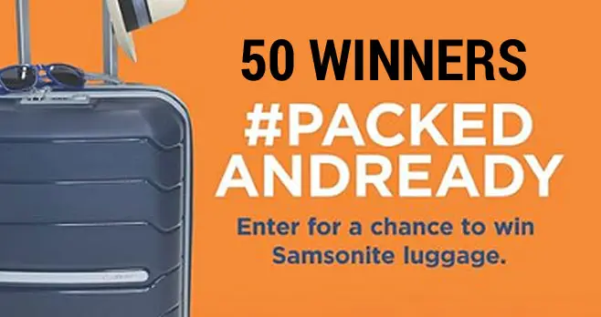 Enter for your chance to win Free Samsonite luggage. Are you #PackedandReady for the moment it's time to wander again? Share where you dream of going for a chance to win Samsonite luggage.