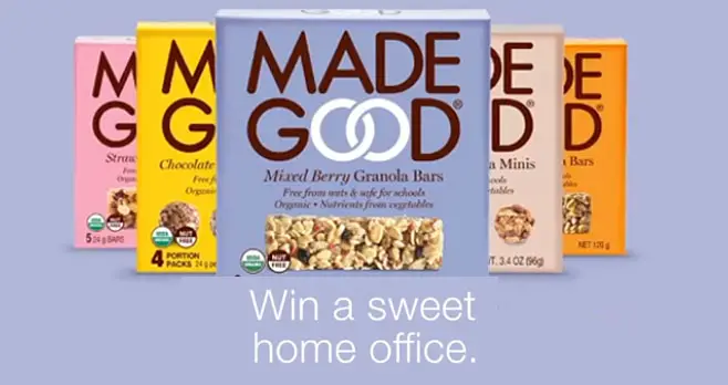 1,003 WINNERS! Enter for your chance to win an $8,000 Home Office Makeover, one of two $1,000 Home Office Makeovers, or one of 1,000 free MadeGood products!