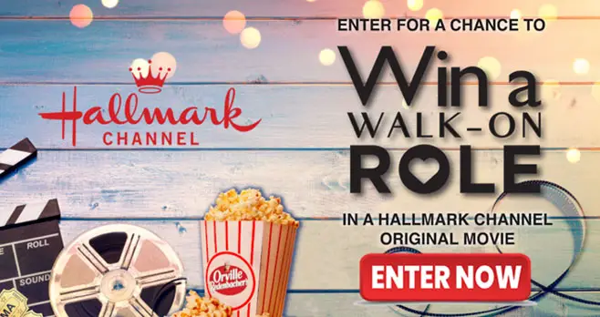 Enter for your chance to win a walk-on role in a Hallmark Channel Original Movie and a one-year supply of Orville Redenbacher's Microwavable Popcorn PLUS there will be 950 other prizes in the Hallmark Channel Snack, Watch and Win a Walk-on Role Sweepstakes