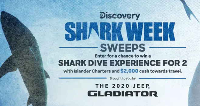 Enter for your chance to win Shark Dive Experience for two PLUS $2,000 in cash when you watch Shark Week on the Discovery Channel! Tune in to Discovery Channel’s Josh Gates Tonight on the Discovery channel and provide the correct answer to the trivia question relating to that night’s episode for your chance to win