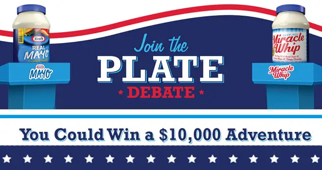 Do you like Kraft Real Mayo or Miracle Whip. Vote now and you could instantly win t-shirts, koozies, and more and be entered for a chance to win the $10,000 grand prize.