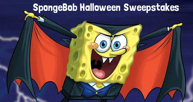 Enter the Nickelodeon Parents SpongeBob Halloween Sweepstakes daily for your chance to win Nickelodeon Halloween costumers - Patrick Star, Sandy Cheeks, and SpongeBob SquarePants,