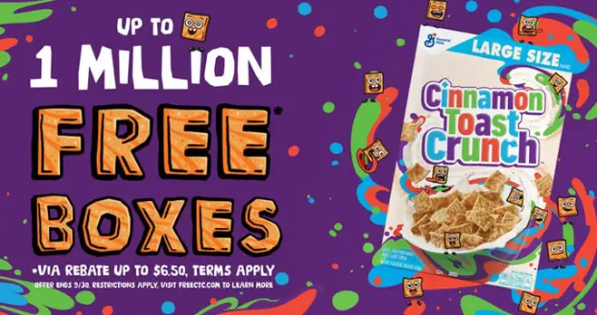 FREE Box of Cinnamon Toast Crunch Cereal