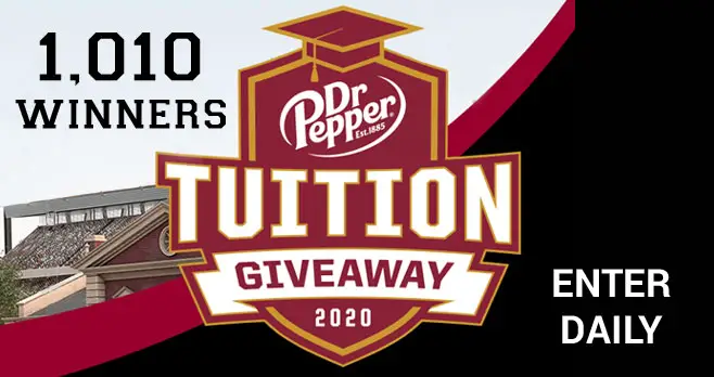 It's time for Dr. Pepper's annual Tuition giveaway. You could win a $1,000 tuition or one of 1,000 Amazon gift cards instantly! Play daily for your chance to win!
